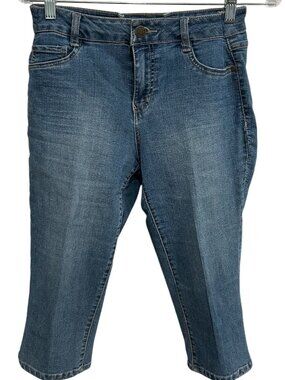 D Jeans Capri Denim Jeans Blue Sz 8 Petite Medium Wash 5 Pocket Pedal Casual